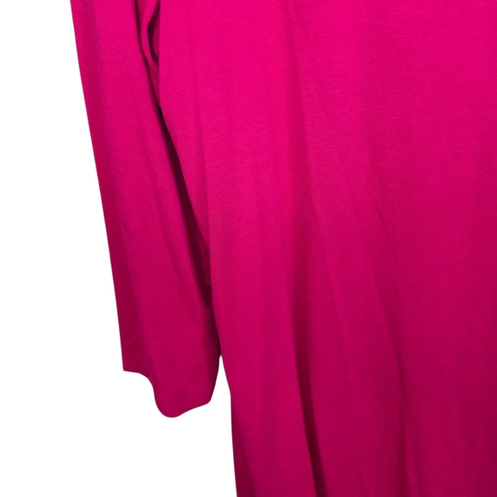 JM Collection Top Womens Medium Fuchsia Scoop Neck 3/4 Sleeve Tee Casual Stretch
